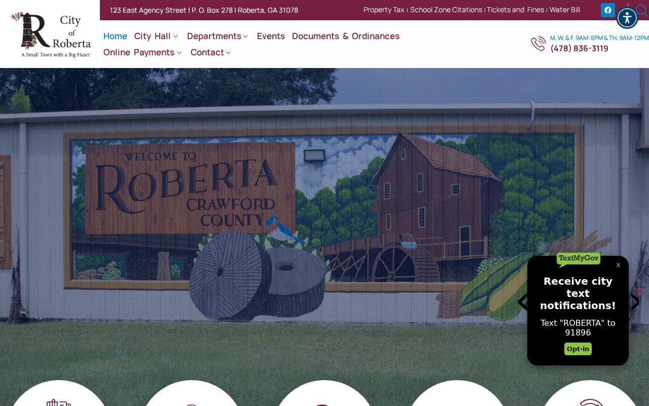 Roberta city website for Crawford County active warrant contacts